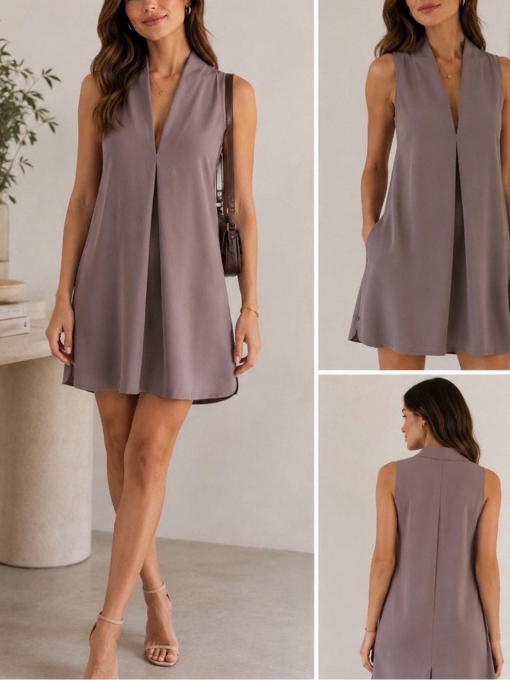 Aritzia Wilfred Plum Monge Sleeveless Mini Dress, Sz XXS